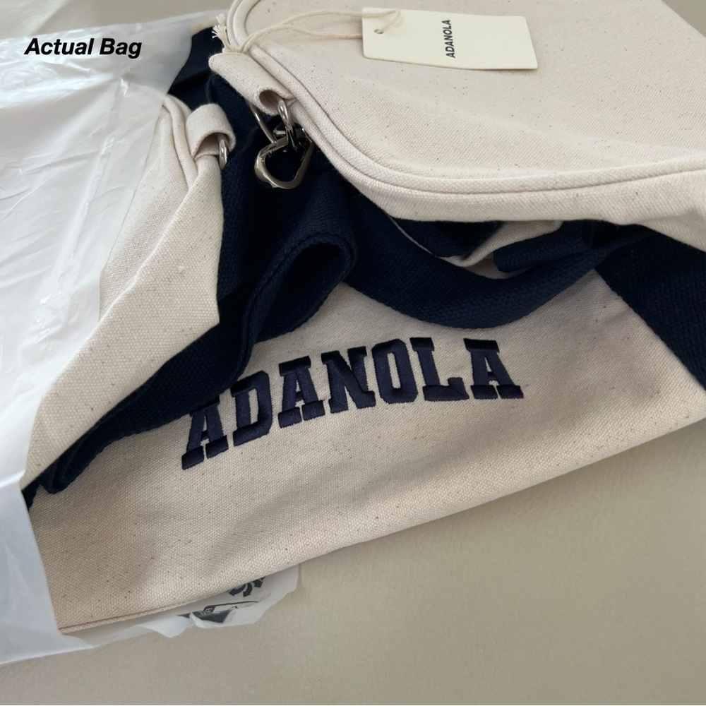 NWT: ADANOLA CONTRAST CANVAS DUFFLE BAG IN CREME/NAVY (O/S) - Picture 8 of 8